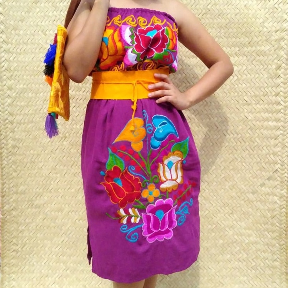 Size large strapless Mexican dress